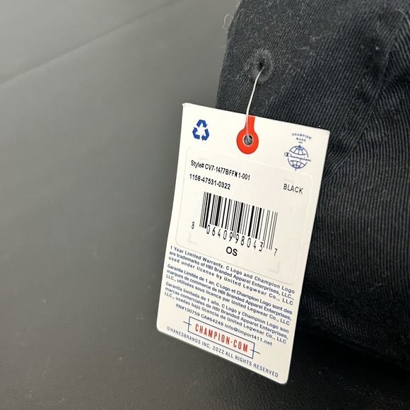 NEW - NWT Champion Pride Rainbow Colors Logo Back Strap Adjustable Black Cap - Picture 6 of 7